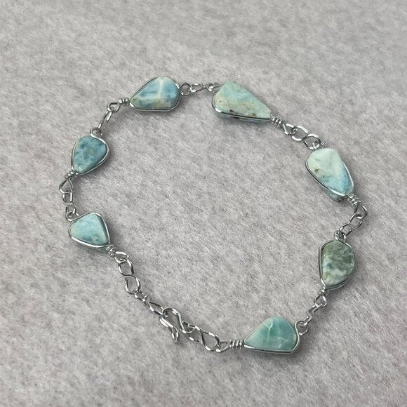 Turquoise & SS 925 7" Bracelet & Turtle Pendant - Picture 2 of 16